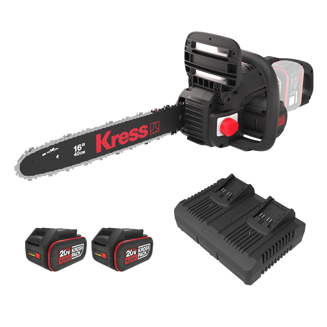 Startset KRESS KG347.9 40V accu kettingzaag 40cm zaagblad (2x accu gratis cadeau)