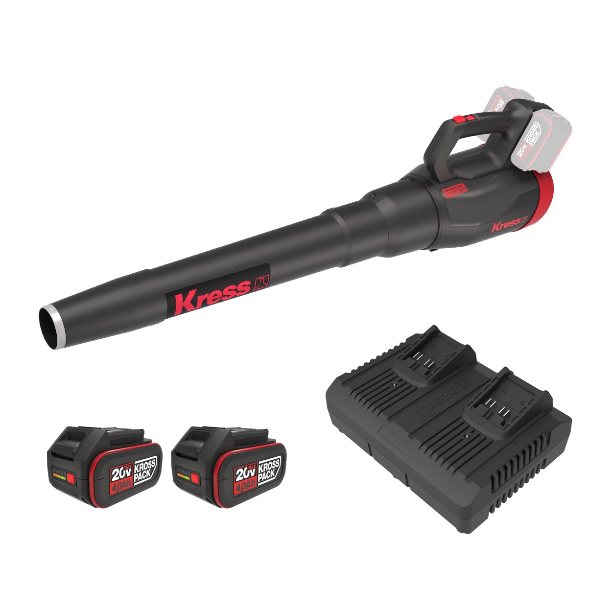 Startset KRESS KG584.9 40V accu bladblazer 900m³/u luchtverplaatsing (2x gratis accu cadeau)