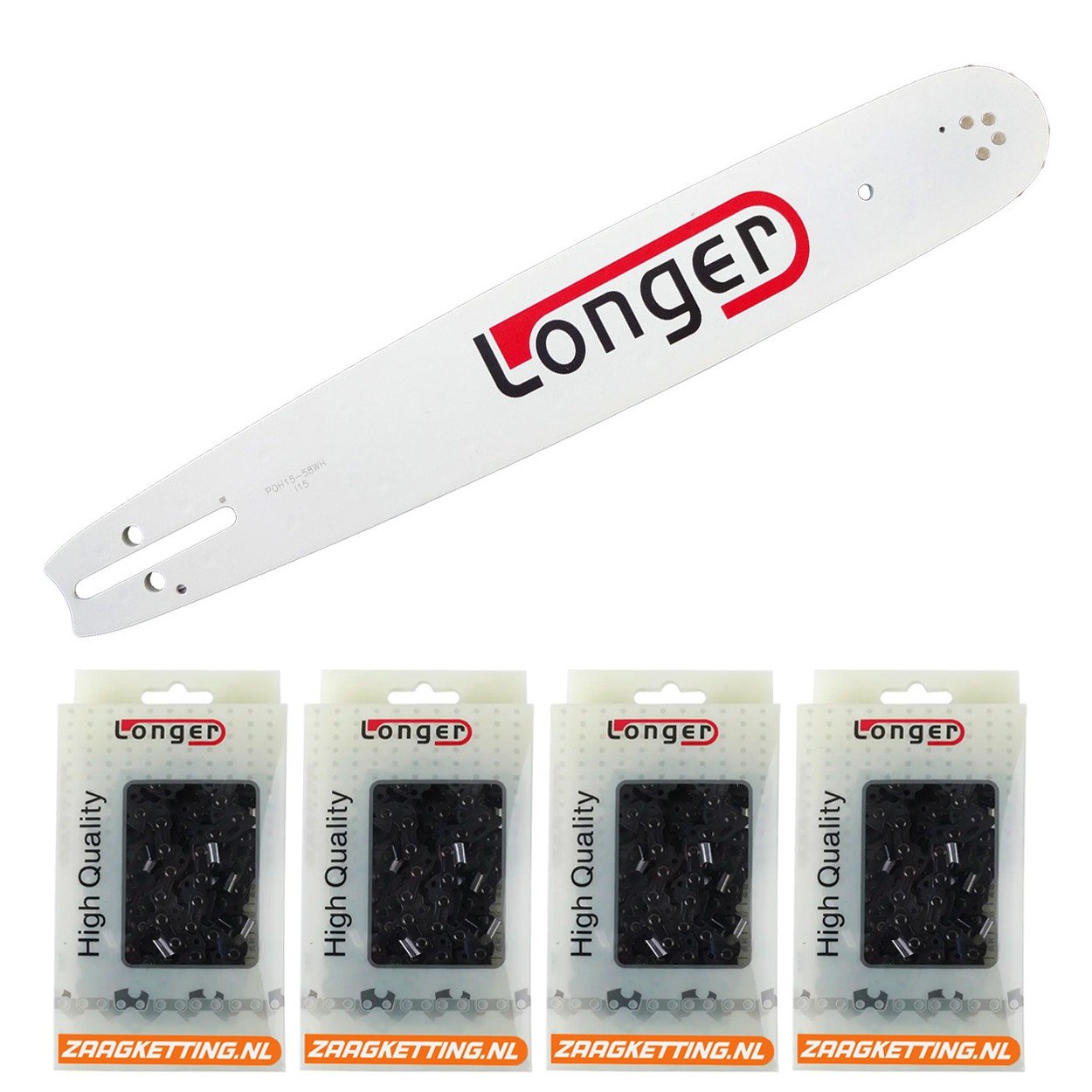 Voordeelbundel bestaande uit een 37cm POH15-50WH zaagblad en 4 haakse zaagkettingen B1SFT-64DL