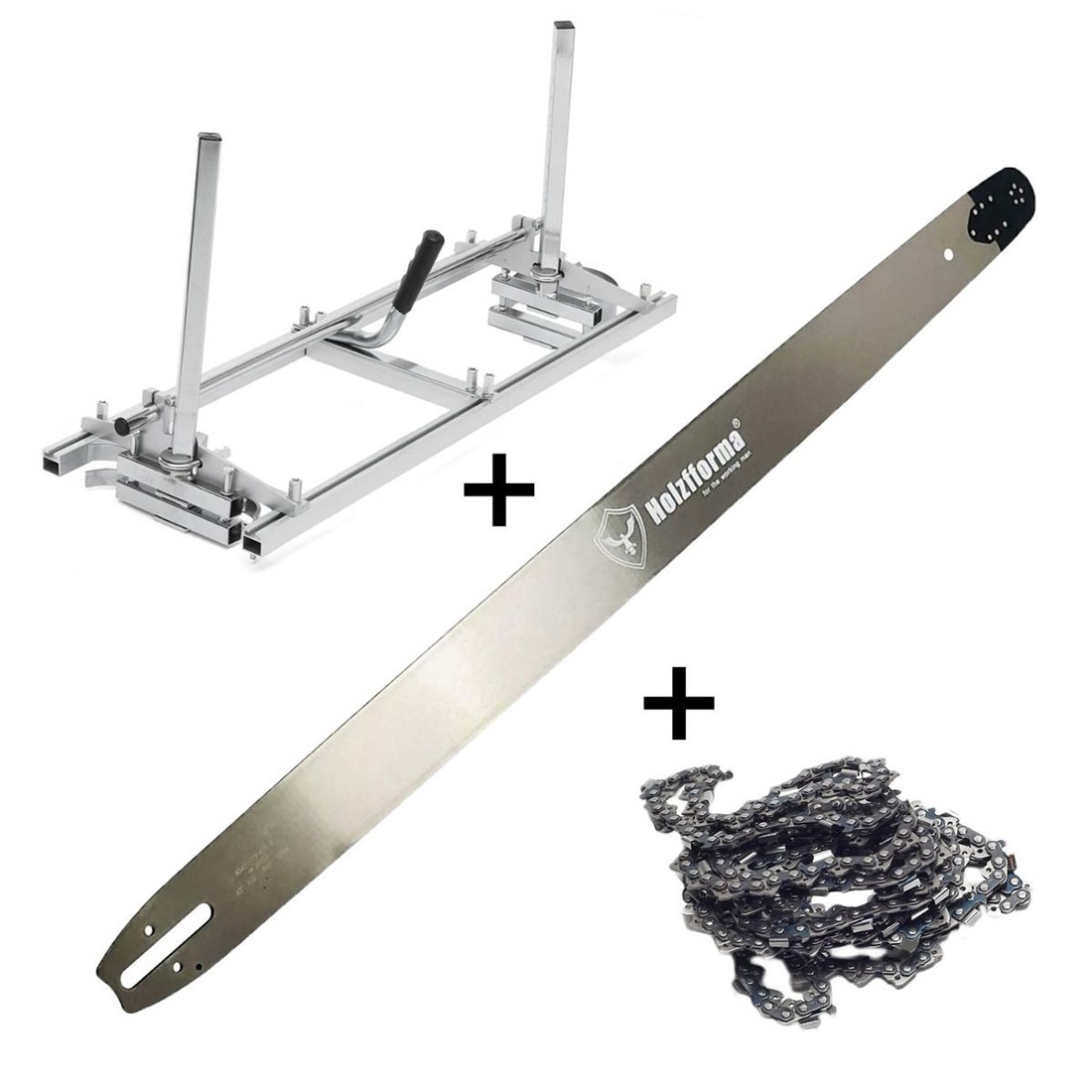 Startset 48'' Chainsaw Mill met 120cm Holzfforma massief zaagblad met wisselbaar neuswiel tbv Stihl