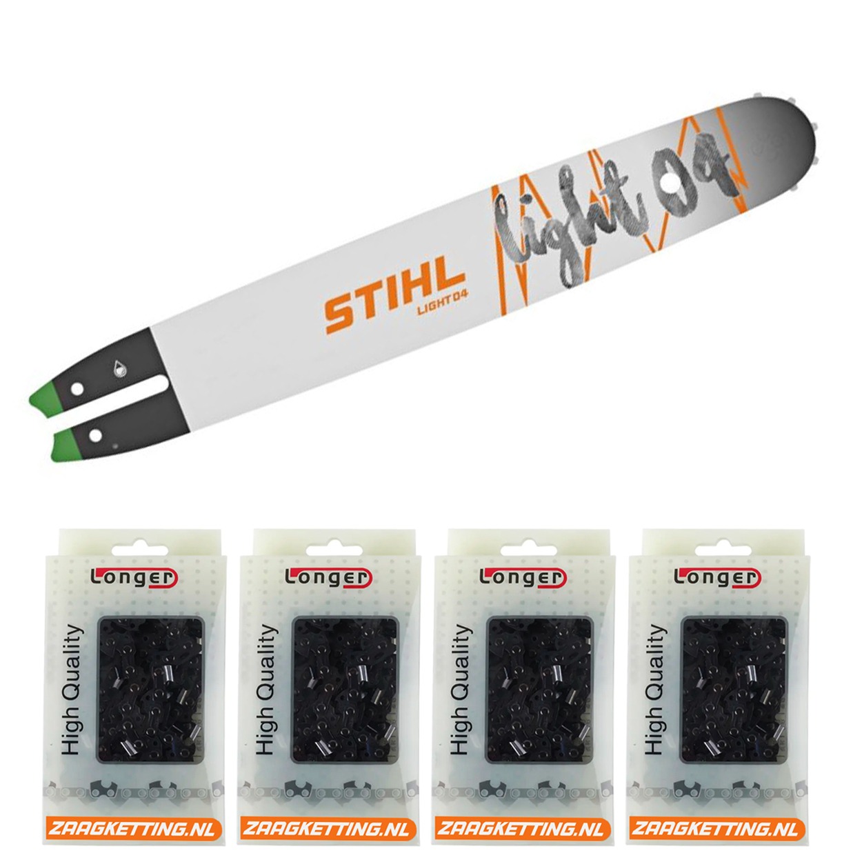 Voordeelbundel bestaande uit een 30cm 30050004805 zaagblad en 4 halfhaakse zaagkettingen A1FT-44DL