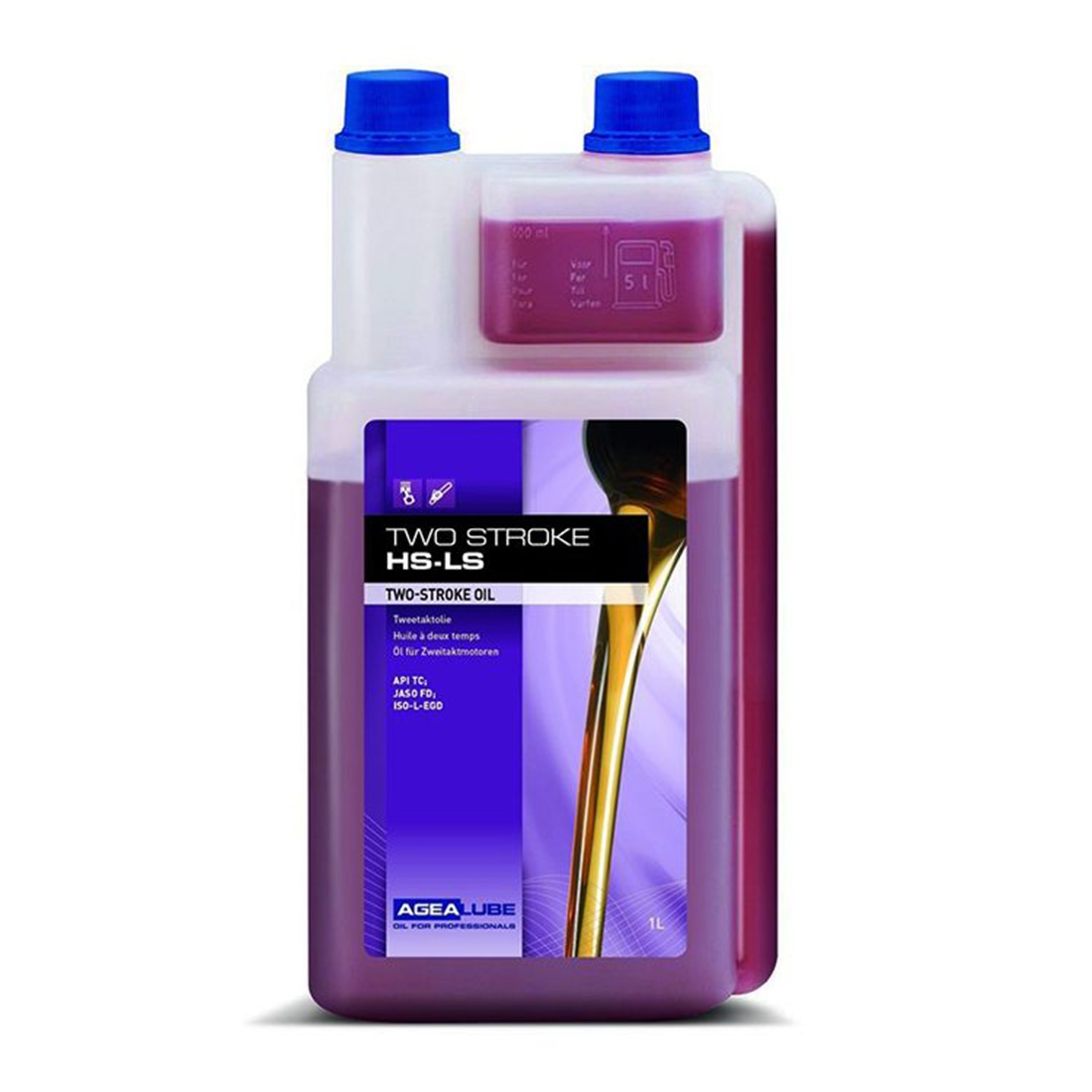 Agealube Two Stroke HS-LS Tweetaktolie 1 liter in doseerfles