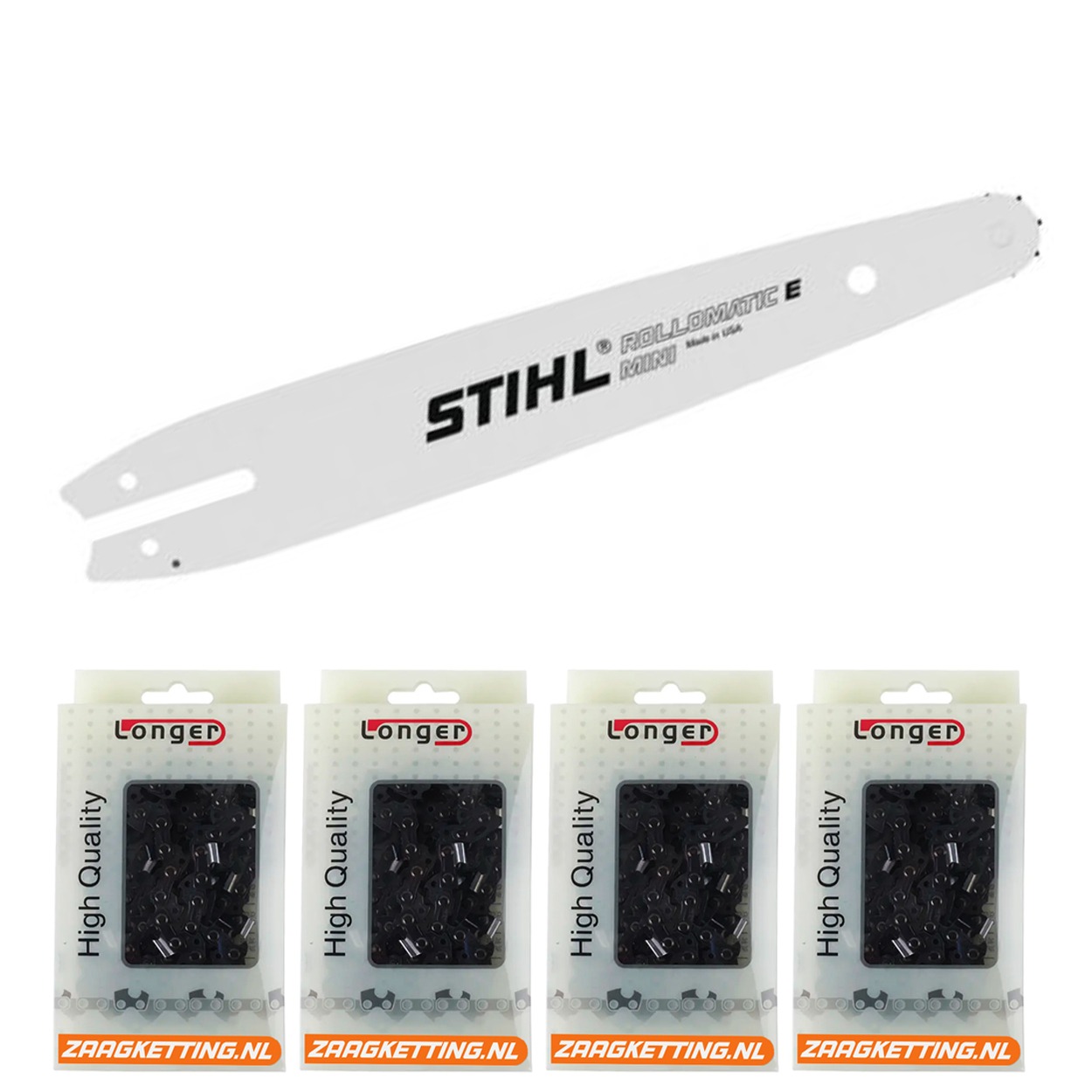 Voordeelbundel bestaande uit een 30cm 30050003905 zaagblad en 4 halfhaakse zaagkettingen A0FTNK-44DL