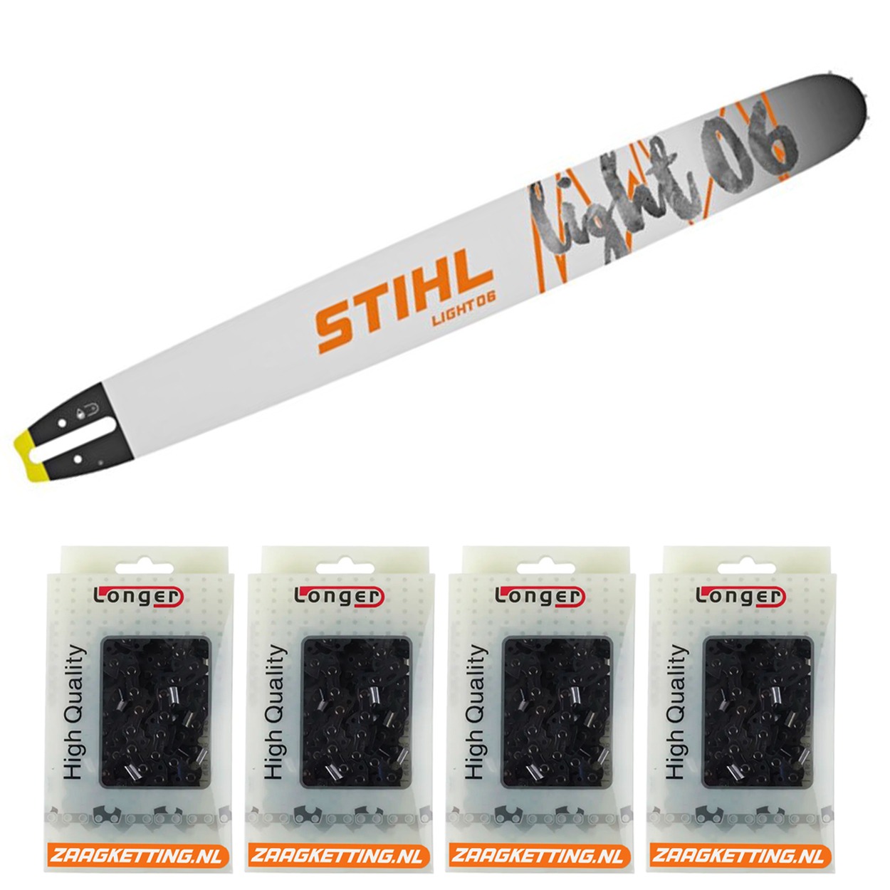 Voordeelbundel bestaande uit een 40cm 30030005213 zaagblad en 4 halfhaakse zaagkettingen C3FT-60DL