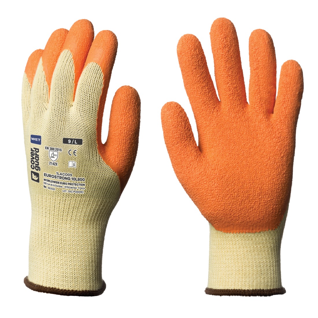 Werkhandschoenen EUROSTRONG met zeer slijtvaste polyurethaanbekleding beschikbaar in maat M - L - XL