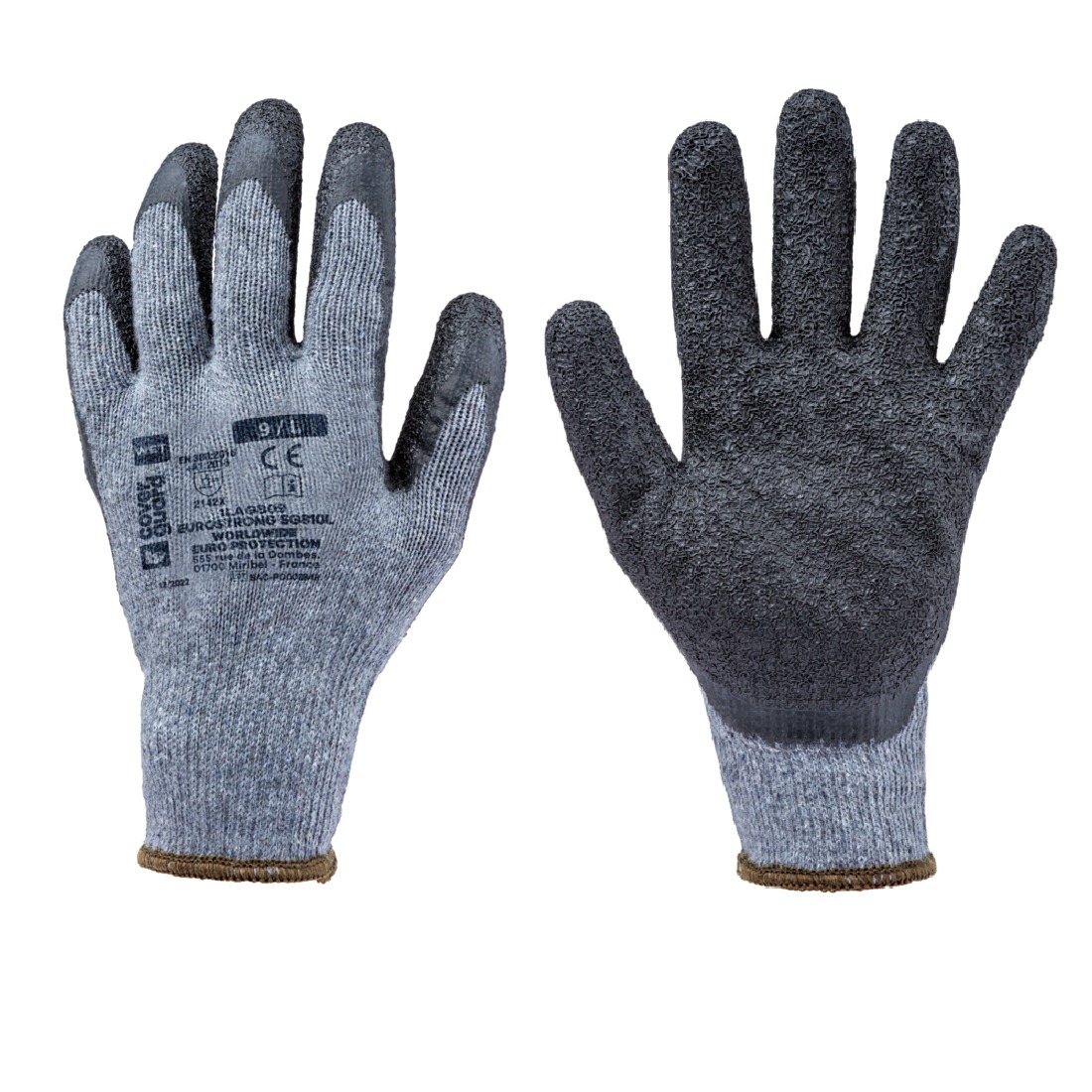 Voordeelpakket met 10 paar werkhandschoenen EUROSTRONG met slijtvaste polyurethaanbekleding maat L