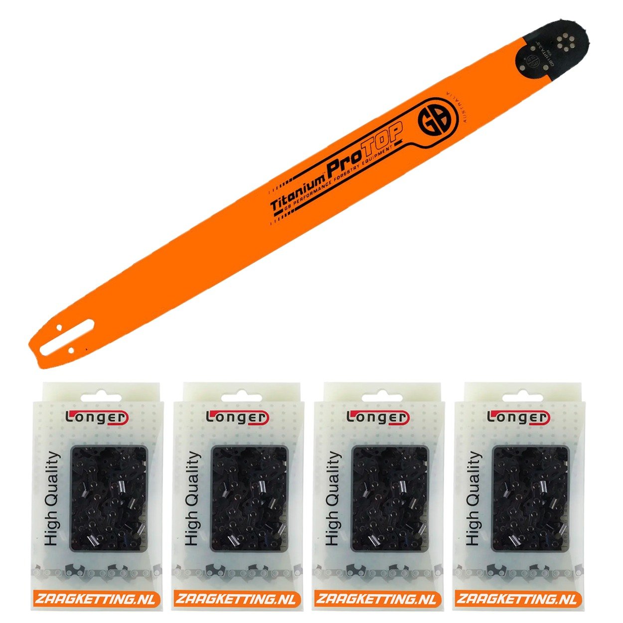 Voordeelbundel bestaande uit een 37cm UHL15-58PJ zaagblad en 4 haakse zaagkettingen B2FT-64DL